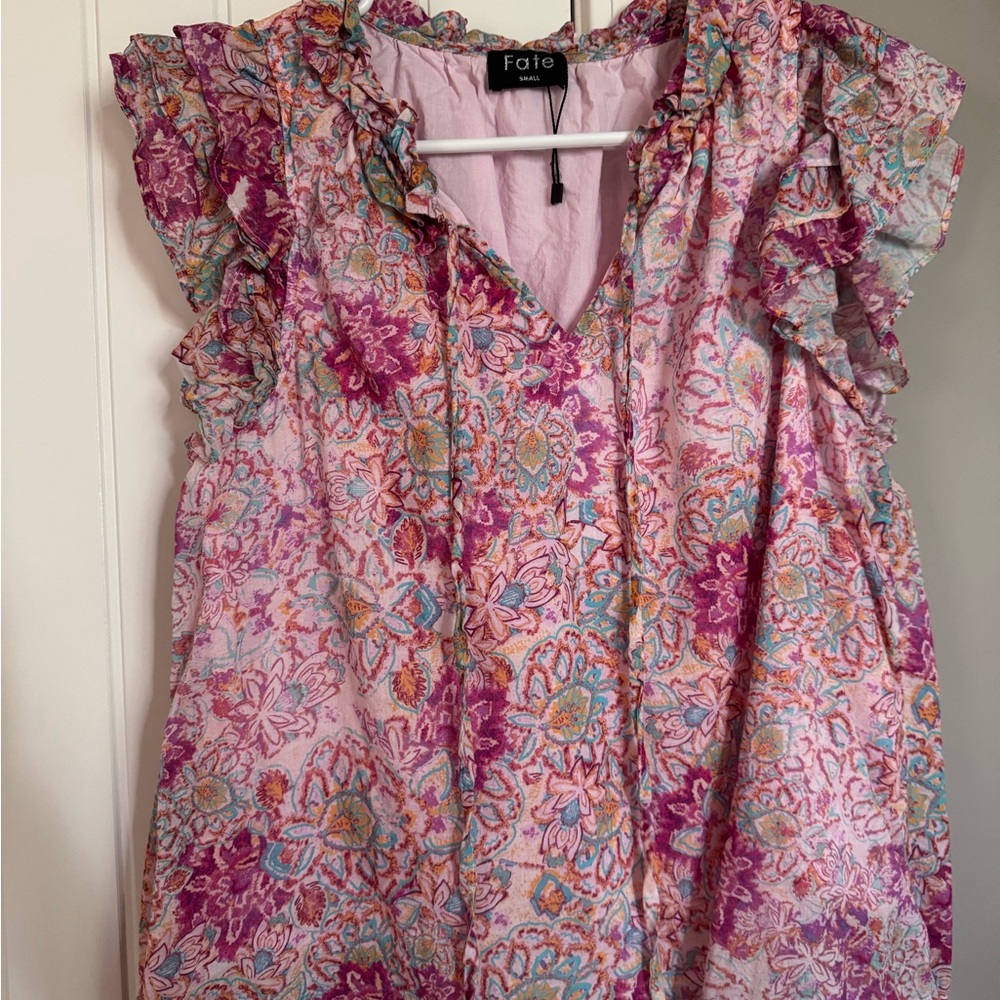 Fate Pink and Purple Ruffle Top